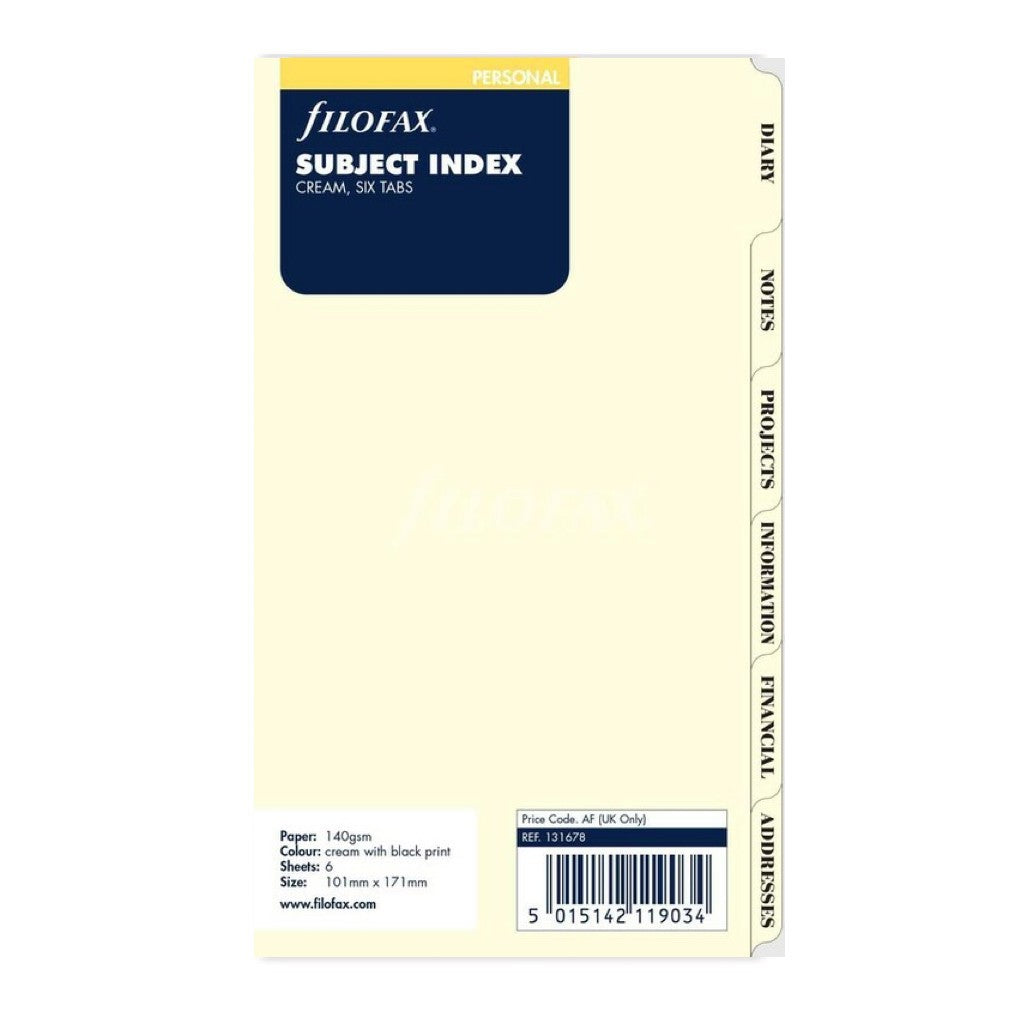 Cream Six Subject Index Tabs