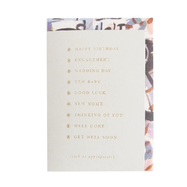 Tick as Appropriate Card