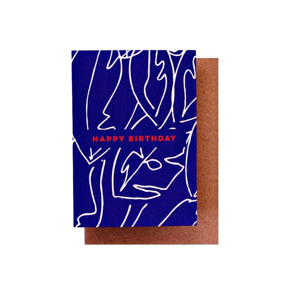 Navy Botanic Birthday Card