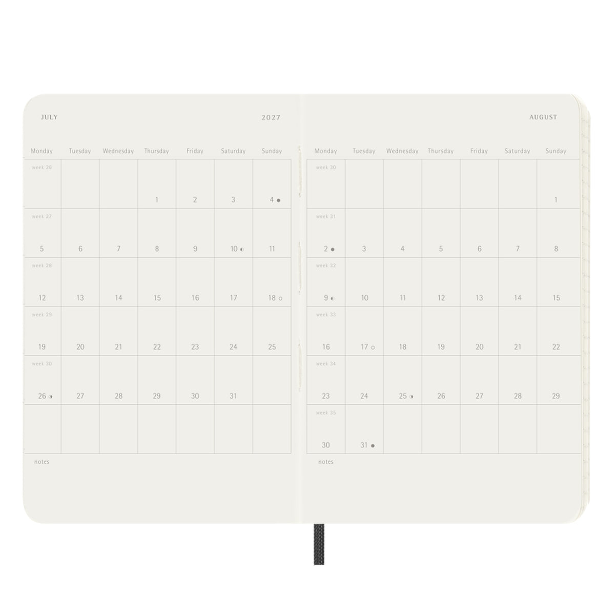 2027 Black Large Weekly Diary