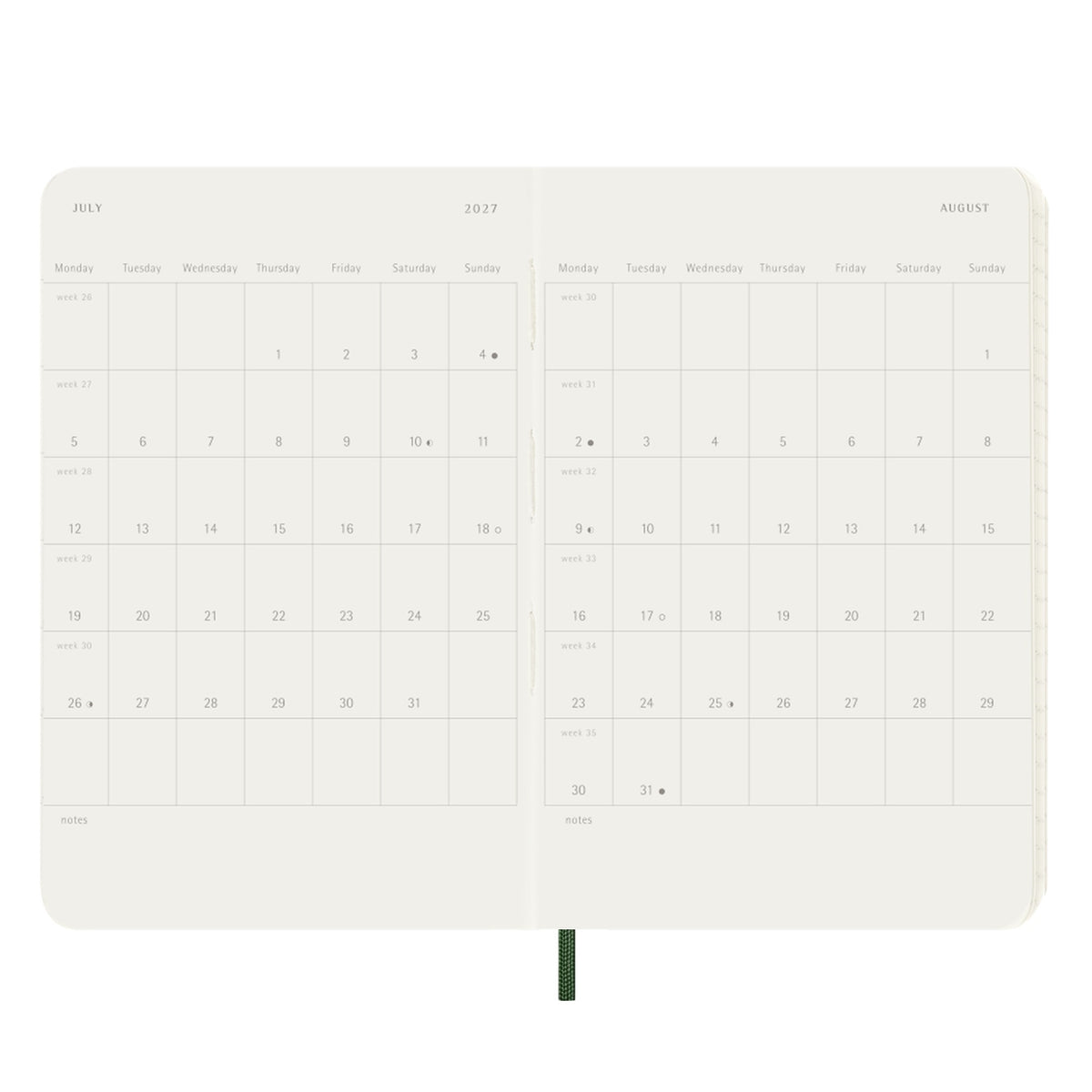 2027 Myrtle Green Large Weekly Diary