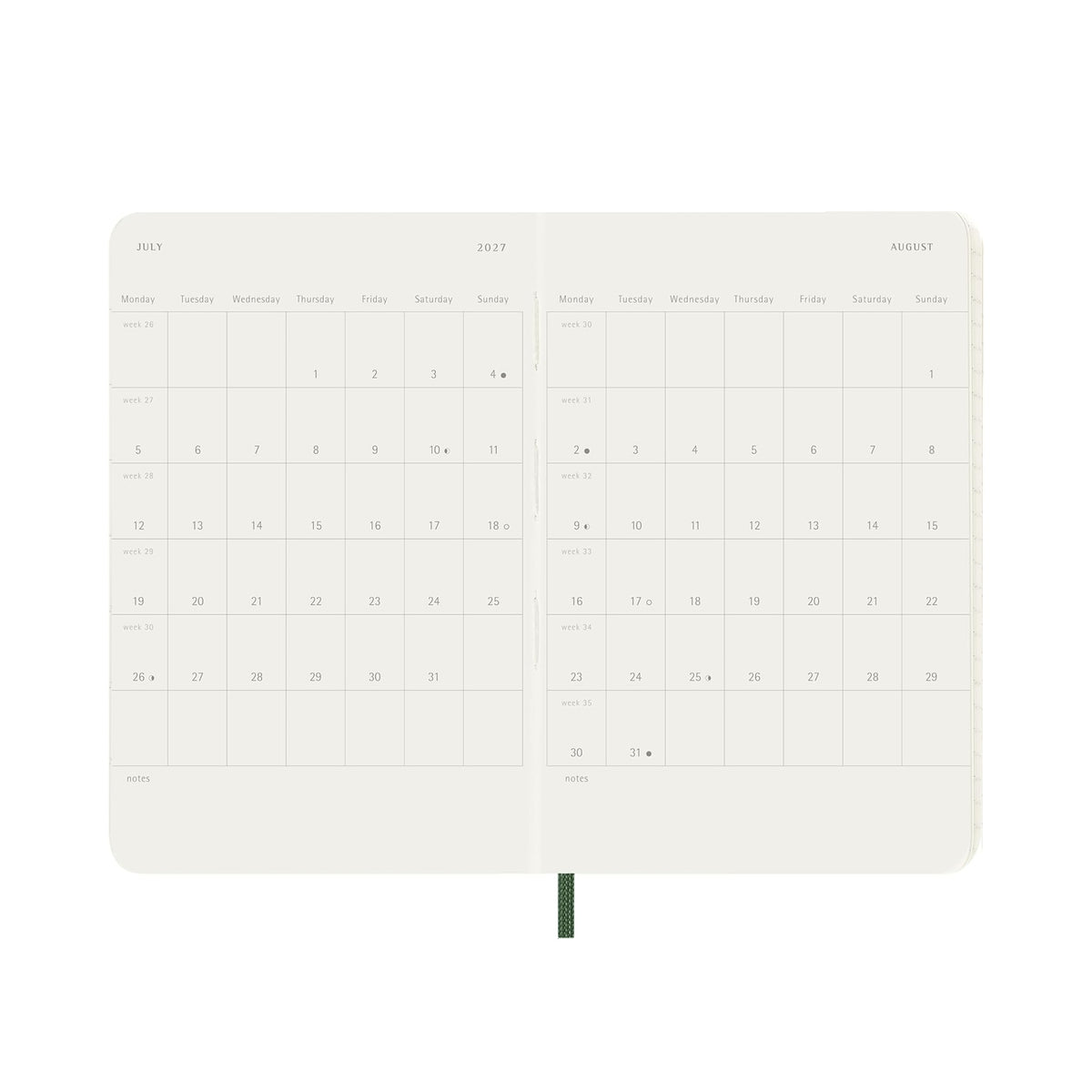 2027 Myrtle Green Pocket Daily Planner