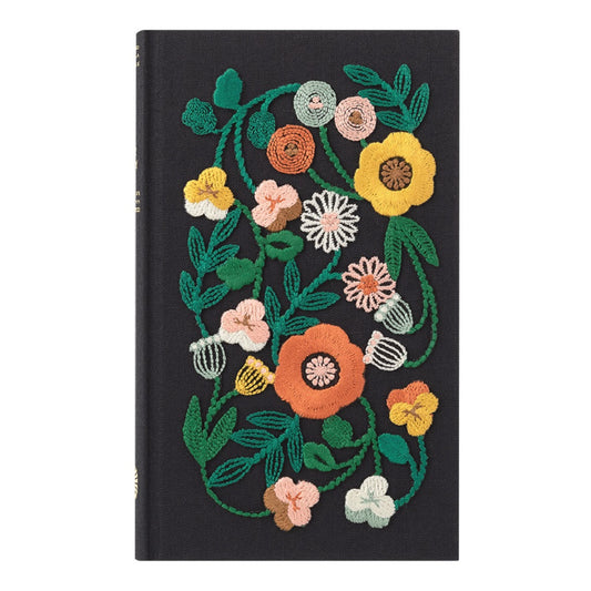Black Floral Embroidered Five Year Journal