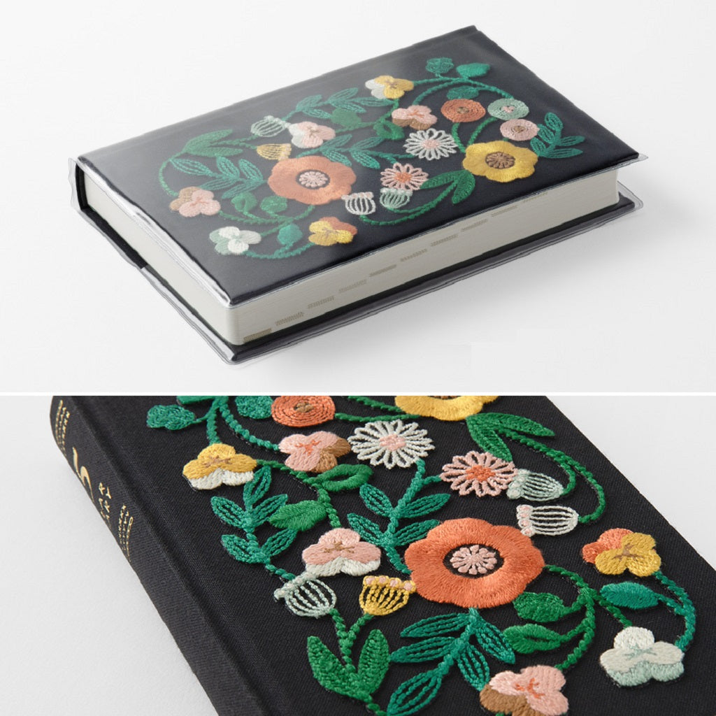 Black Floral Embroidered Five Year Journal