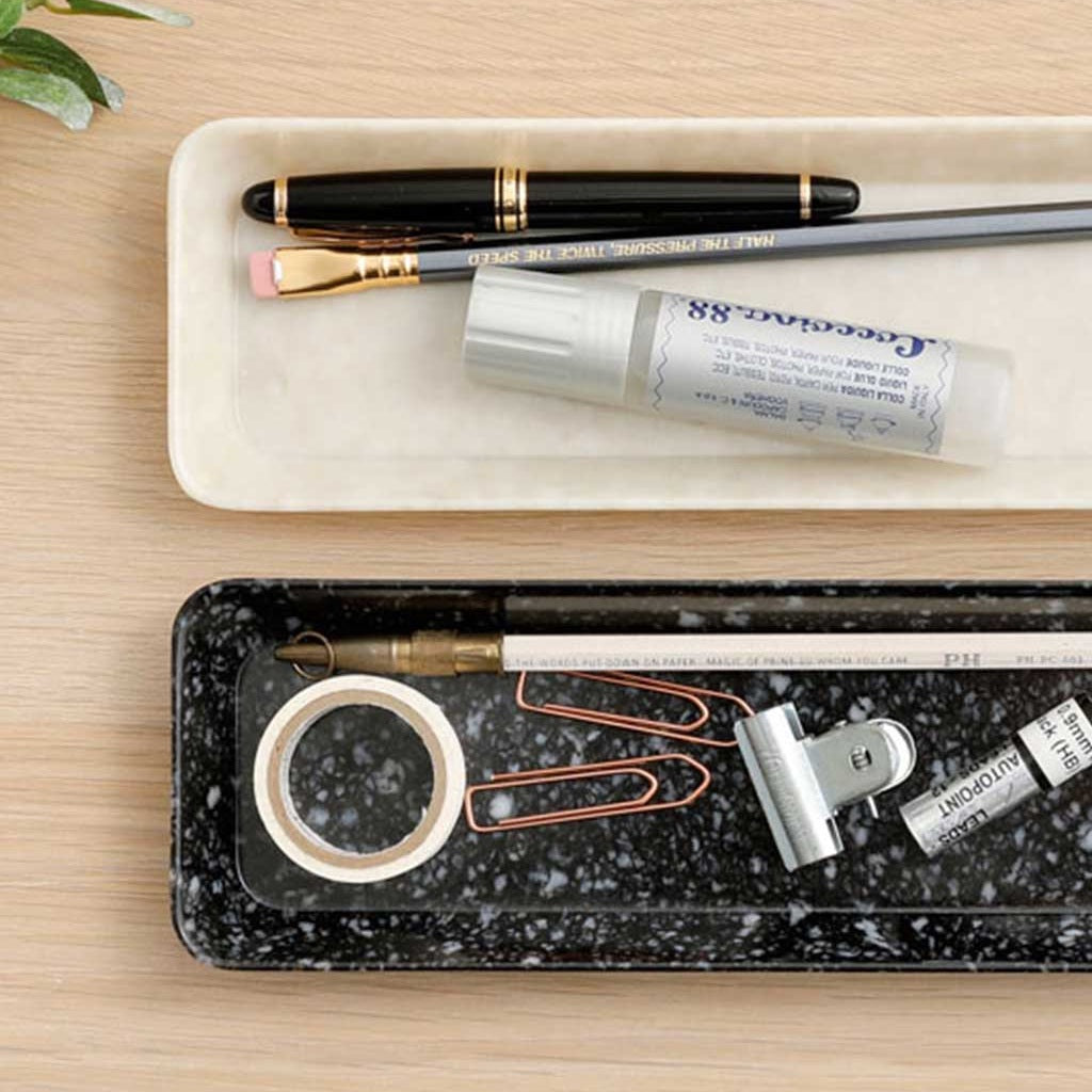 Ivory Marbled Pen Tray
