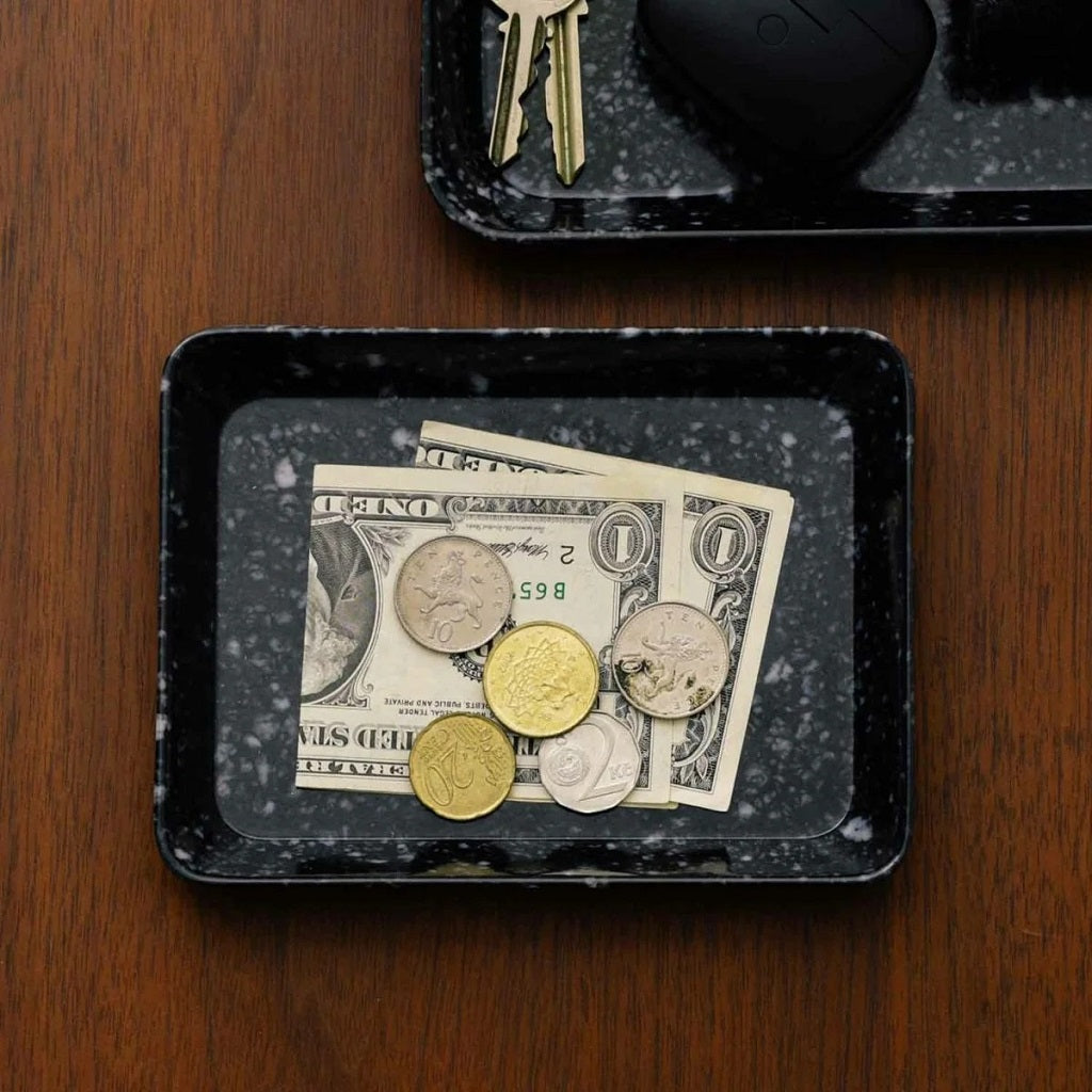Black Marbled Small Desk Tray