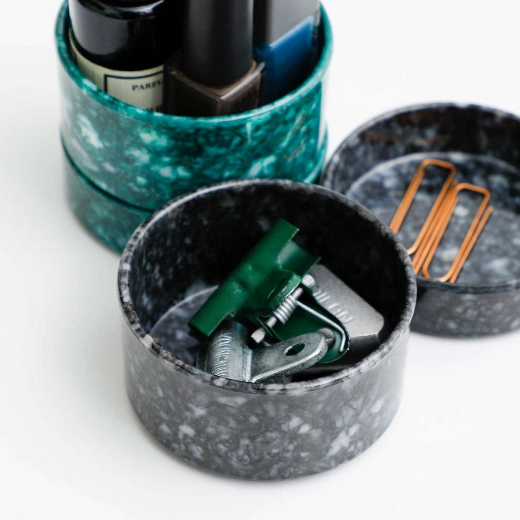 Black Marbled Stacking Tray