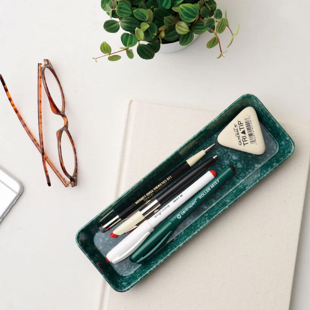 Dark Green Marbled Pen Tray