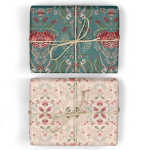 Bush Teal / Grevillea Double-Sided Wrapping Sheets