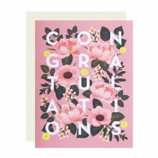 Dusty Pink Floral Congratulations Card