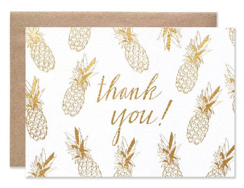 Gold Foil Pineapple Note Cards, 4x6 inches